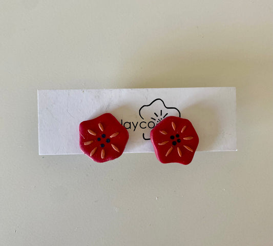 Red Poppy Studs